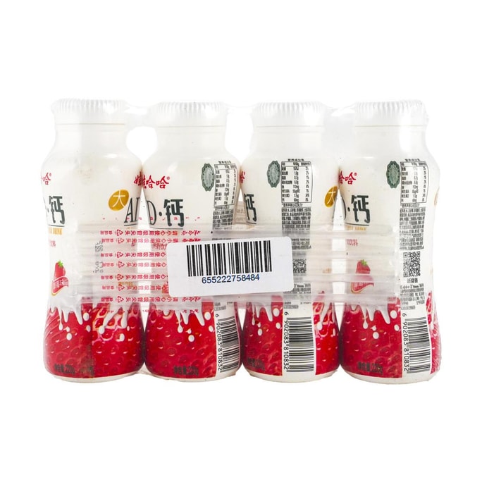 娃娃哈哈 AD鈣奶 草莓口味 220ml*4瓶 【動了童年DNA 打嗝都是香甜草莓味兒】