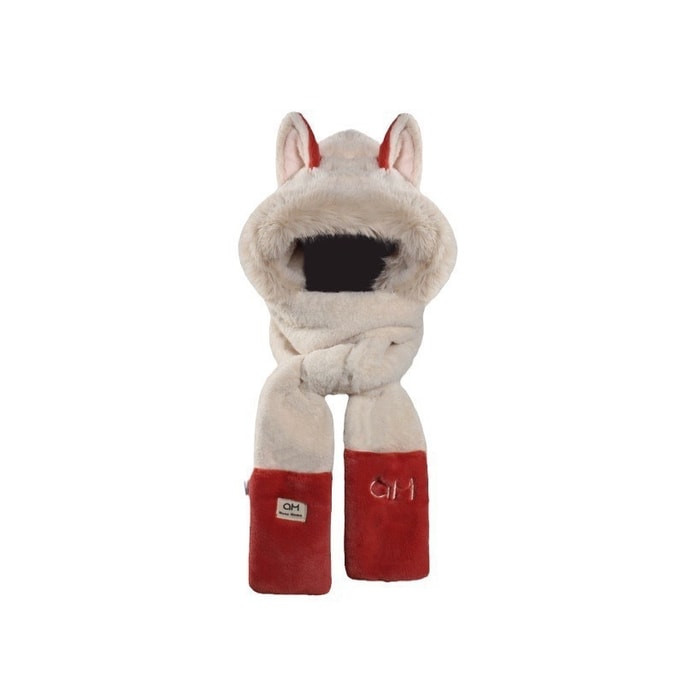 Furry Fire Fox All-in-one Hat Hat Scarf Gloves Winter Warm And Windproof Scarf With A Hood 1PC