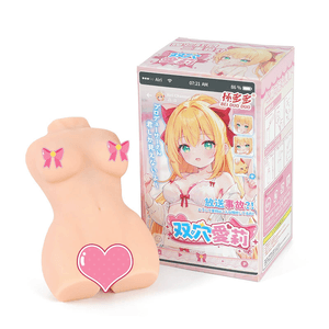 Double-hole Aili male masturbator, dual-channel, famous instrument, realistic vaginal mold, adult product, 1 piece.