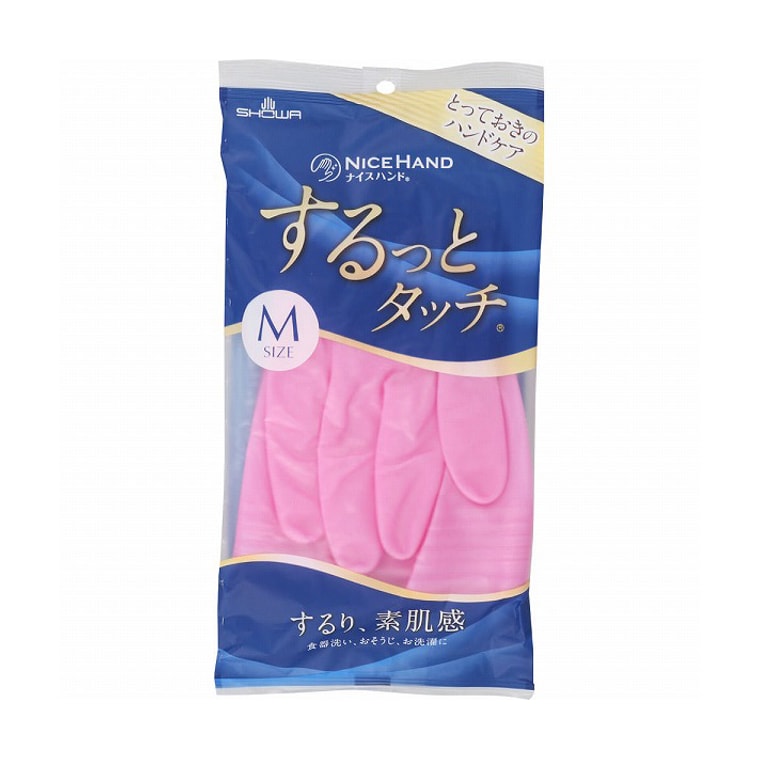 【日本直郵】 日本 昭和產業 NICEHAND 廚房清潔手套洗碗手套 絲滑觸感 薄款 粉紅色 M碼 3