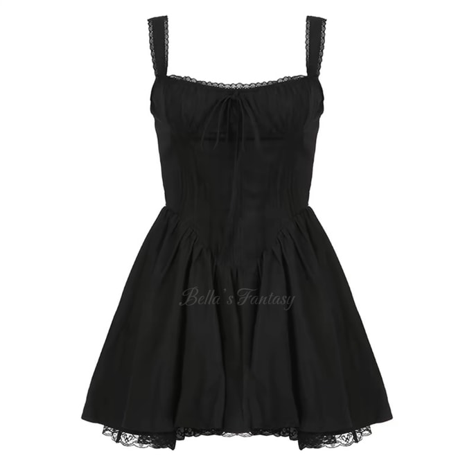 【NEW YORK】Bella’s Fantasy Sexy A Lined Midi Sun Dress Black Size S
