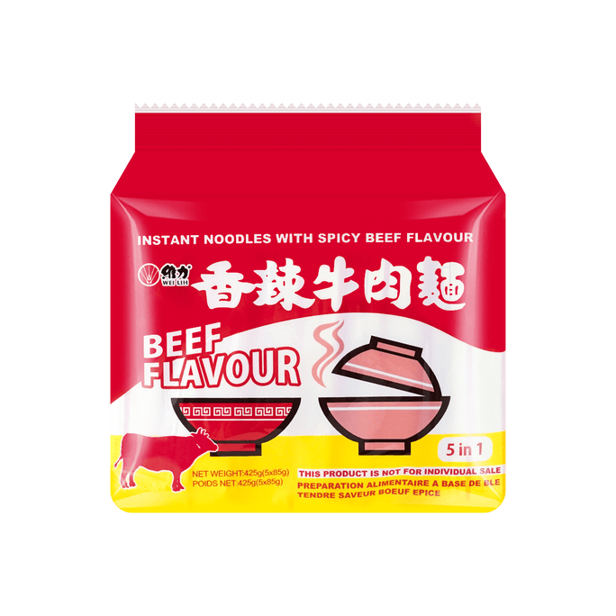 WEILIH Spicy Beef Instant Noodle 5pcs 425g