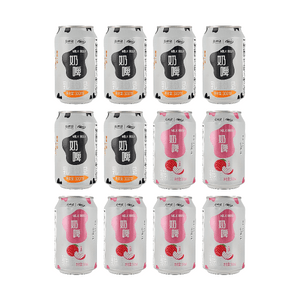 Original Beer-Flavored Milk Soda+White Peach Beer-Flavored Milk Soda, 121.72 fl oz【2 Flavors 12 Combo Packs】【Probiotics Infused Lightly Sparkling】