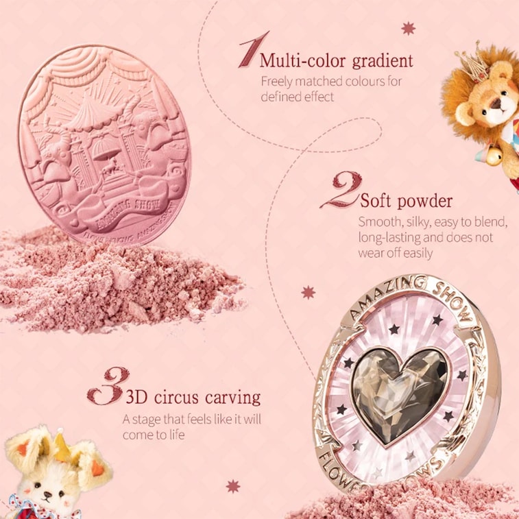 FLOWER KNOWS花知晓 马戏团渐变双色腮红 #01蓝色月光 牛奶蓝+蜜桃粉 提亮腮蓝膨胀色【小红书顶流】 6