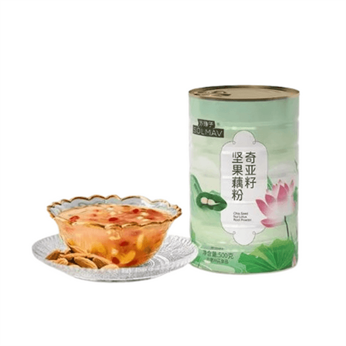 Chia seed, nut and lotus root starch ready-to-eat nutritious breakfast, sugar-free canned lotus root starch 500g per can