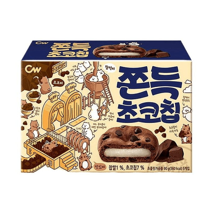 韓國 【中國直郵】CW青右 巧克力麻薯打糕派軟糯曲奇休閒零食小吃90g*1盒