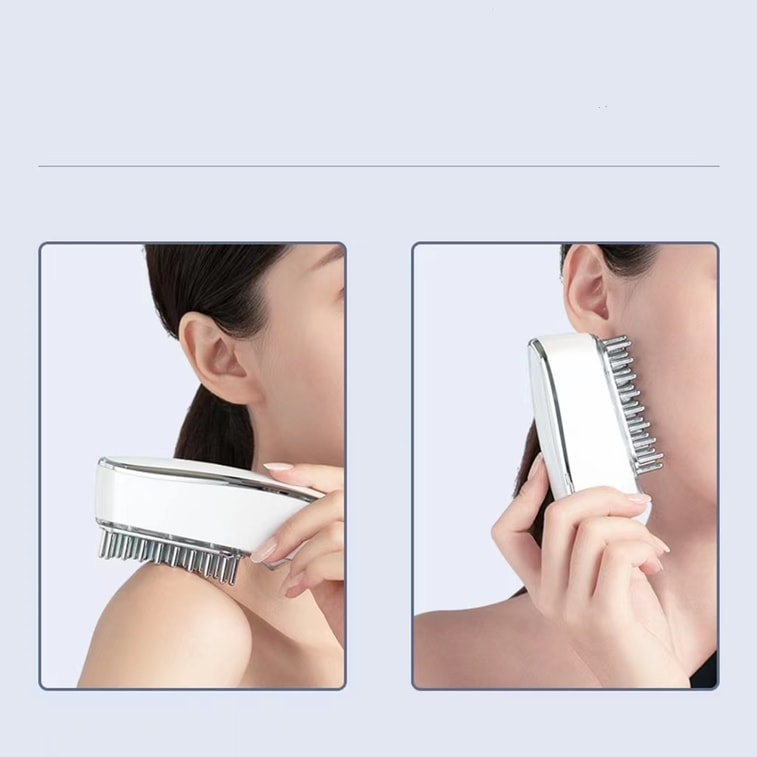 [경락을 풀어주고 혼잡함과 작별을 고하세요] KΛKUSΛN 빨간불 도입 빗이 있는 머리 및 얼굴용 다기능 경락 마사지 빗, 화이트 1개 6