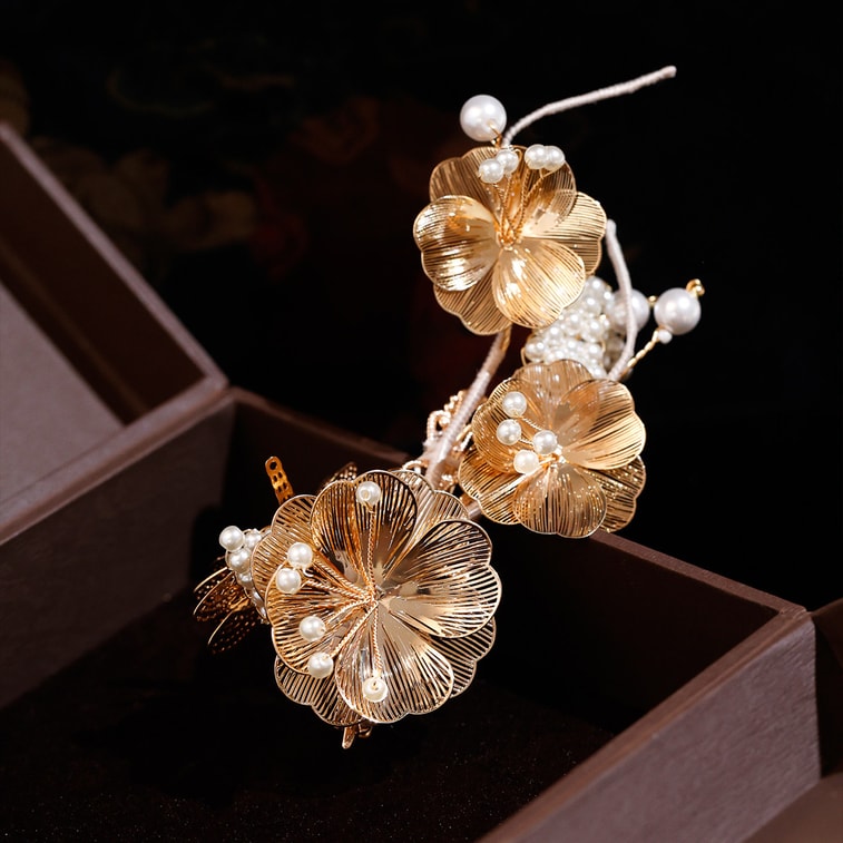 【中国直送】 HSPM 中華風ヘアピン簪 蝶U簪 1ペア 精巧な金色の花蝶ヘアアクセサリー簪 超仙高級万能ヘッドアクセサリー 7