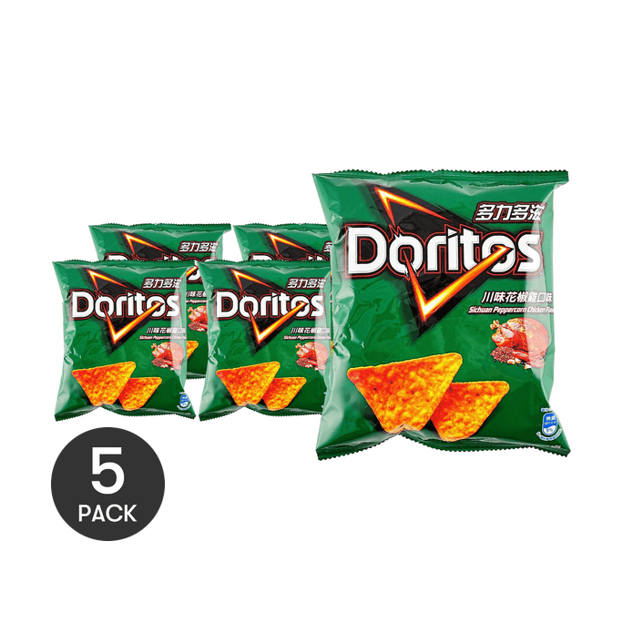 台湾版DORITOS多力多滋 玉米片 川味花椒鸡  薯片 40g *5【5份超值装】