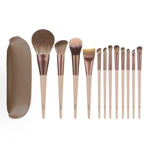 Mocha 12-Piece Makeup Brush Set – Travel Pouch Edition