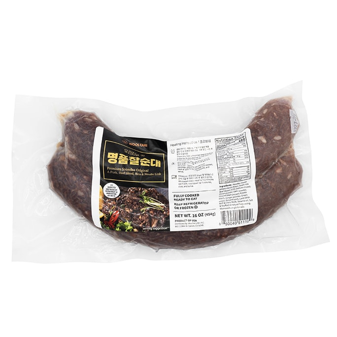 [ウルタリ肉] 新鮮な韓国産豚血ソーセージ冷凍食事 (1 ポンド)