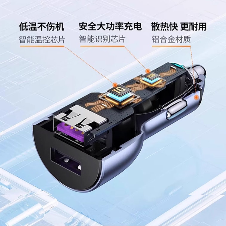 [中国からの直送] UGREEN カーチャージャー (iPhone 8-15 全モデル/Android フォンに適合) - 最大総電力 34.5W のデュアル USB 急速充電アダプター。 3