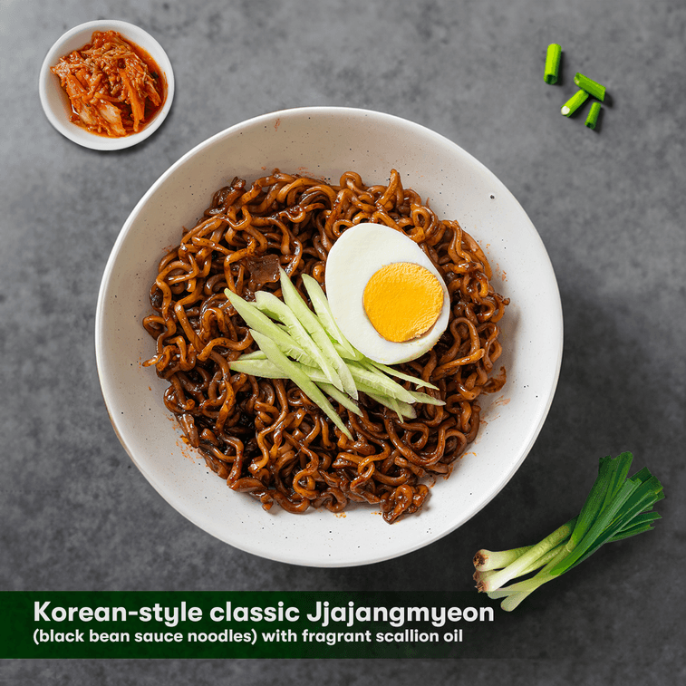 Korean Scallion Oil Instant Jjajang Black Bean Ramen Noodles, 16.51 oz 12