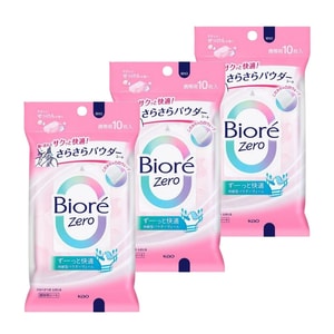 日本 KAO花王 Biore Zero 清爽控油濕紙巾 溫和香皂香型 10片裝*3包