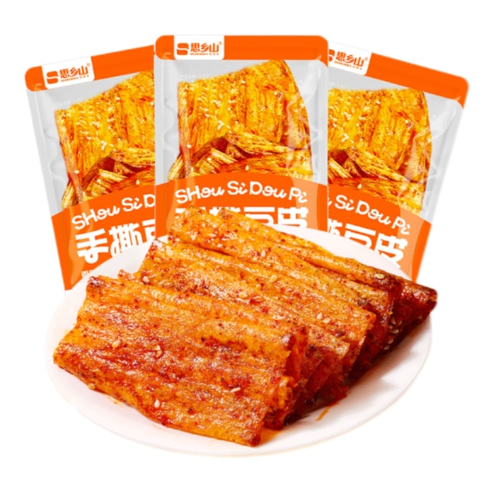 思鄉山 手撕豆皮 辣豆捲 湖南特產辣豆皮 辣片辣條網紅零食12g*10袋