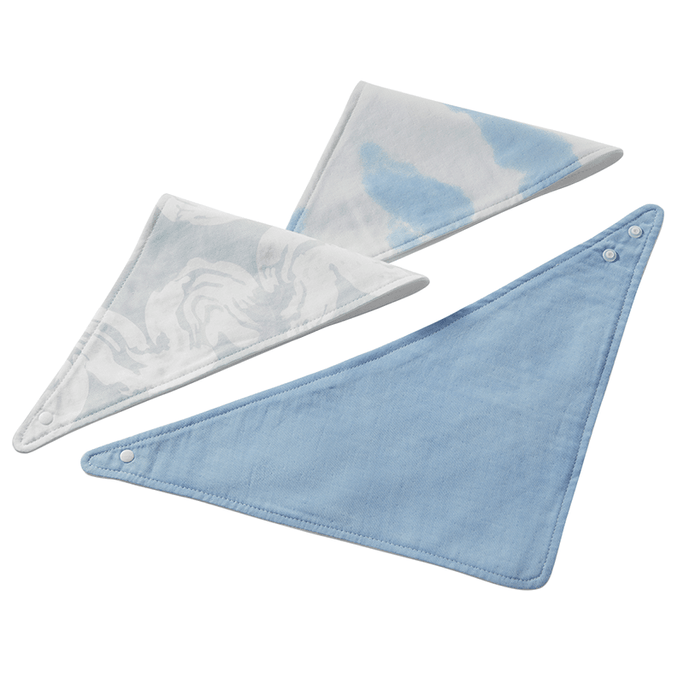 Bibs Newborn Baby Baby Bib Bib Cotton 0-3 Years Old Triangular Bib Glacier Blue-19*42cm (Three Packs)