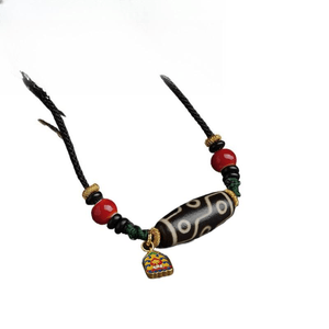 【中國直郵】 藏旗 布達拉宮 九眼天珠西藏掛繩寶瓶蜜蠟瑪瑙平安扣吊墜 摘星 69厘米