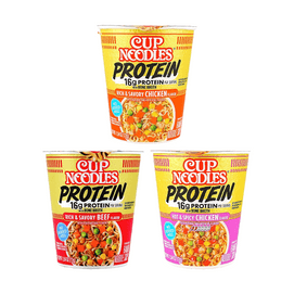 カップ麺プロテイン 濃厚チキン + ビーフ + ホット＆スパイシーチキン 7.62 oz【16gプロテイン 骨スープ】