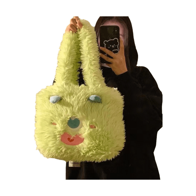 Cute Cartoon Monster Bag Large Capacity Girls Shoulder Handbag 1PC Green