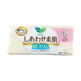 日本KAO花王 LAURIER乐而雅 F超薄超透气系列 敏感肌适用棉柔卫生巾 日用205mm 24片入 (包装随机发送)