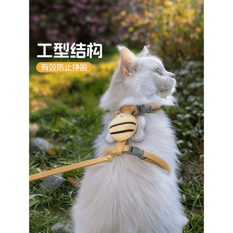 中国直邮】 柒哦 猫用リード I字型推奨2-6斤 イエロー 1.2mリード付き