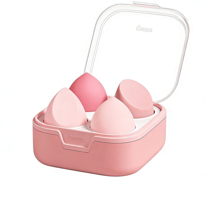 Beauty blender, not easy to absorb powder, super soft makeup sponge, for foundation, set of 4, strawberry mousse