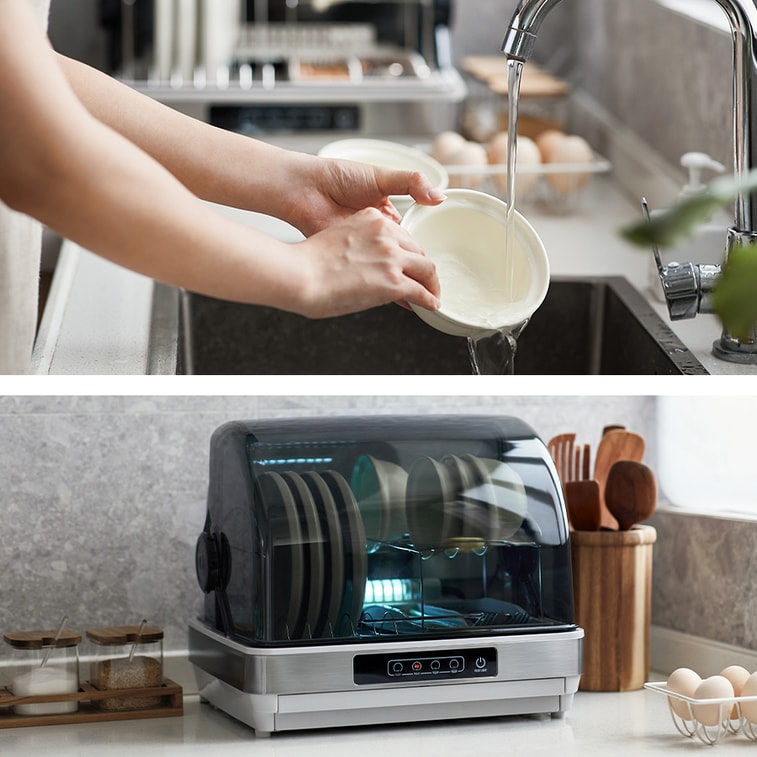 Premium 42L Countertop Sterilizer – 3-in-1 Sanitizing, Drying & Storage | 100–120V | White Home Kitchen Model 6