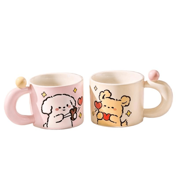 中国直送] Rouxuan 子犬の愛のマグカップ ペア かわいい陶器コーヒー