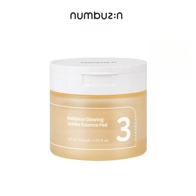 【韩国直邮】 韩国 Numbuzin No.3号净澈光感精华大湿敷棉片 二次清洁 150ml/70片 透亮镇定 清爽光滑细腻 敏感肌可用 纯素