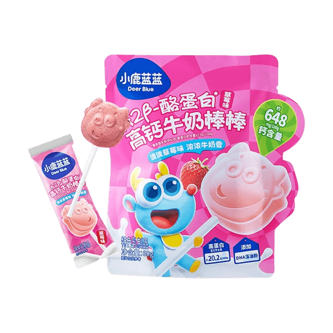 小鹿蓝蓝 高钙高蛋白牛奶棒棒 草莓味 60g【高钙高蛋白 奶香浓郁】