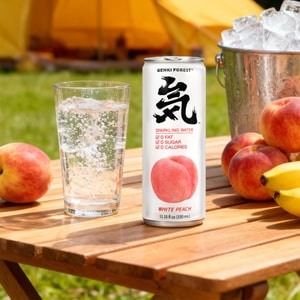 【Value Pack】Genki FOREST White Peach Soda Sparkling Water, 0 White Sugar 0 Calories,11.15fl oz*6