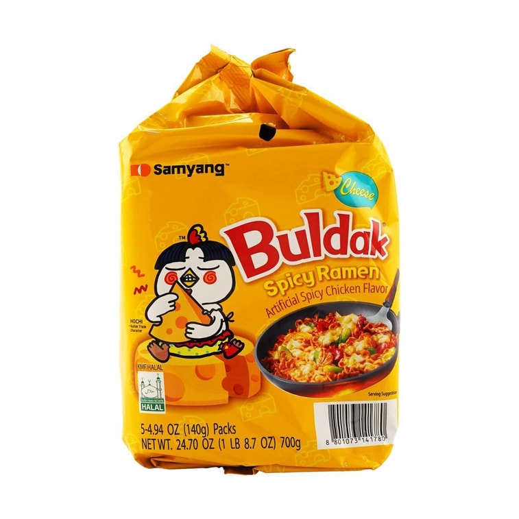 Korean Buldak Noodles Stir-Fried Ramen - Hot Chicken Flavor with Cheese, 5 Pack* 4.93 oz【Trending on TikTok】 6