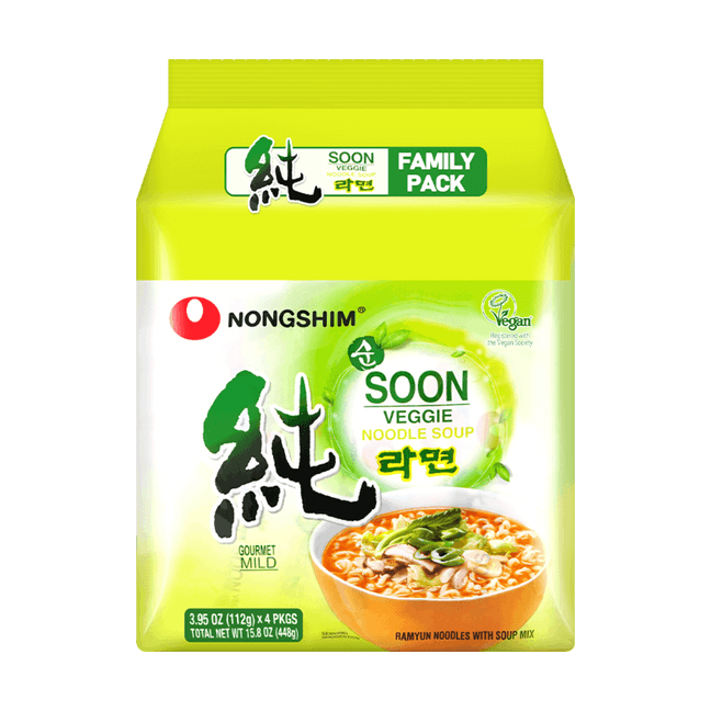 Soon Veggie Noodle Soup - Gourmet Mild Ramen, 4 Packs* 3.95oz