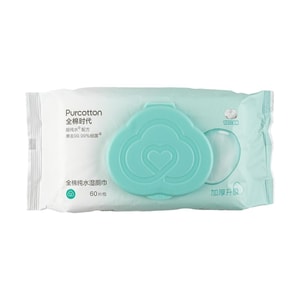 ピュアウォーターウェットティッシュ、65gsm、190mm x 5.9インチ、60枚入り