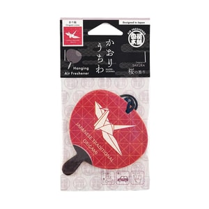 日本製 KAORI-UCHIWA 桜の香り付き扇子 折り紙鶴テーマ 香り付きカード/ハンガー 吊り下げ式アロマセラピー 1個