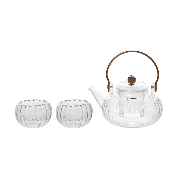 Kawashimaya Glass Tea Pot Chrysanthemum Dish Tea Pot + Tea Cup Set of 2