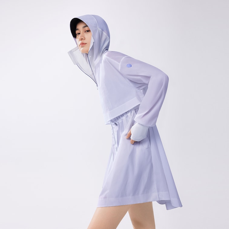 BENEUNDER蕉下 女士輕薄中長款防曬衣夏季風衣 薄外套雨衣 防曬帽子口罩一體衣 淺月紫 165/88A(L)【楊冪同款】 3