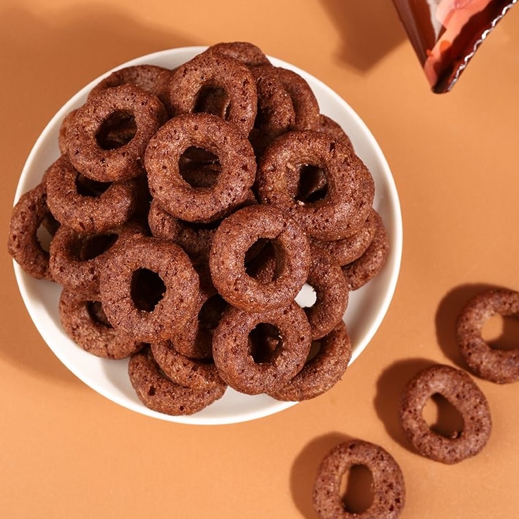 Chocolate Circle Donut Chocolate Flavor Non-Fried Puffed 18g*3 Packs 3
