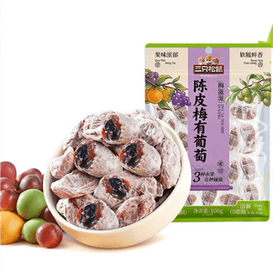 Dried Tangerine Peel Plum with Grapes Sweet and Sour Preserved Fruit Snack 100g*1 Bag