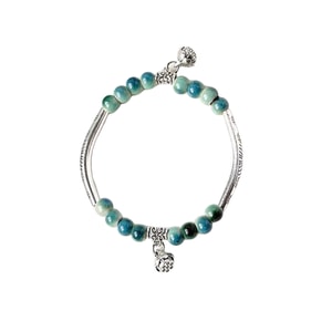 【中国直送】HSPM フォレストスタイル景徳鎮陶器ブレスレット エスニックスタイル ファッションブレスレット エメラルドグリーン サイズM 1個