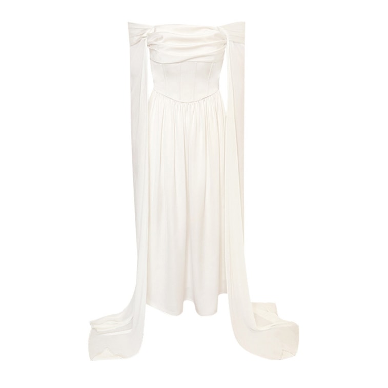 French Party White Gown High End Design Niche Strapless Dress Birthday Annual Dinner Elegant Dress Off White  M 11