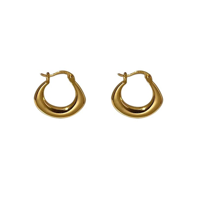 Gold and plain ring ear studs, a high-end commuter and date layering tool that exudes elegance and sophistication - 1 pair