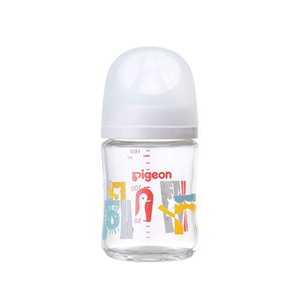 【Expédition directe du Japon】 Biberon en verre résistant à la chaleur PIGEON de nouvelle génération, 160 ml, large ouverture, sensation naturelle d'allaitement maternel, anti-colique, modèle animal
