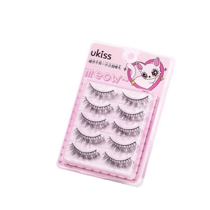[중국 직배송] UKISS 인조 속눈썹 - 일체형, 뻣뻣한 밴드, 자연스럽고 사실적인 디자인, 부은 눈에 적합 (7-13mm) * 1박스