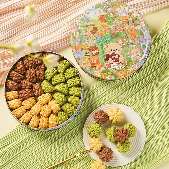 悠享时 小花曲奇礼盒 黄油曲奇 抹茶可可原味 350g【超好吃的黄油曲奇!!】