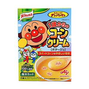 日本Knorr麵包超人玉米奶油濃湯 2袋 24g 【1歲以上適用】【北海道產玉米】【減鹽配方】