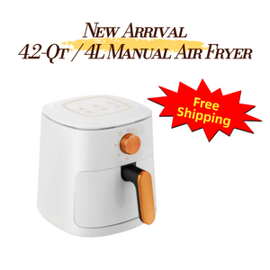 4L Compact Air Fryer 1100W Less-Oil Cooker With Knob Timer 360° Hot Air Circulation Removable Basket White 1 Unit