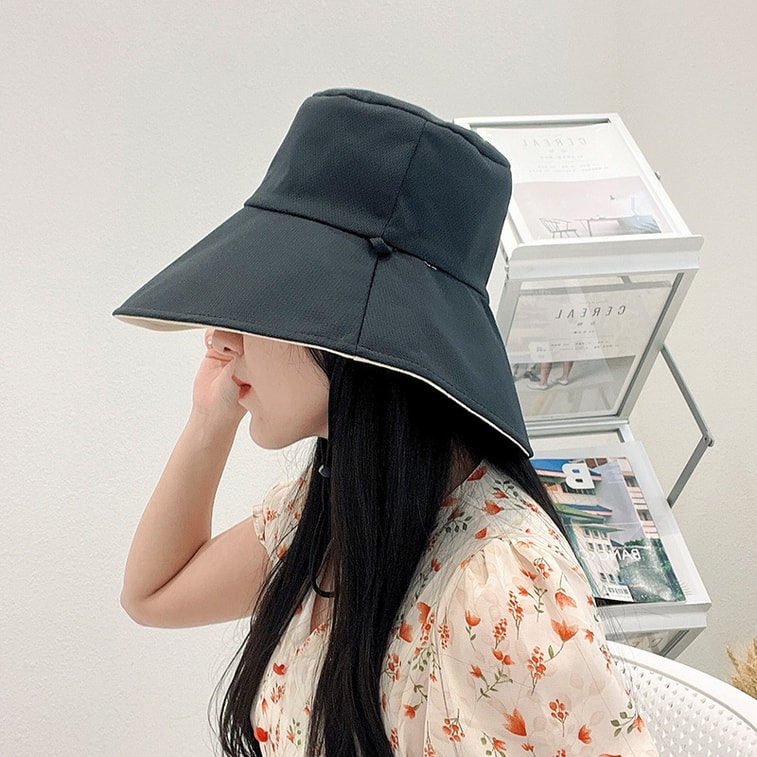 Summer sun hat, fisherman hat,1 piece large-brimmed women's hat for outdoor travel to protect from the sun, double-sided wear, purple + black 4