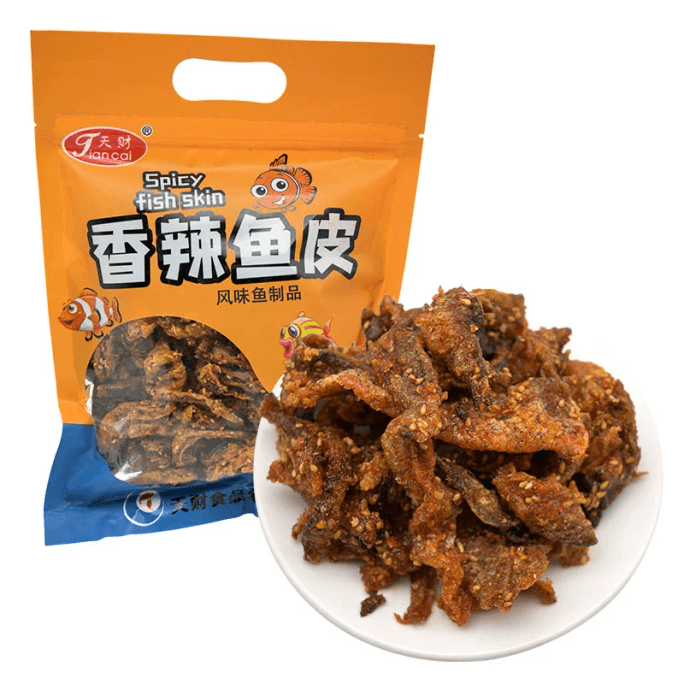 【中國直郵】 茉莉小舖 天財即食魚香辣魚皮海鮮零食麻辣魚皮乾蜜汁甜辣鱈魚皮美食麻辣零食 250g*1袋