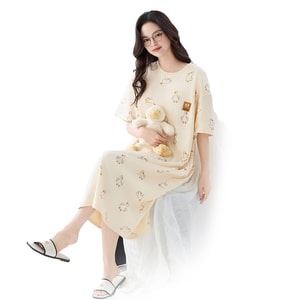 New Pure Cotton Dress For Casual Refreshing And Comfortable Home Wear Apricot Colored Rice L